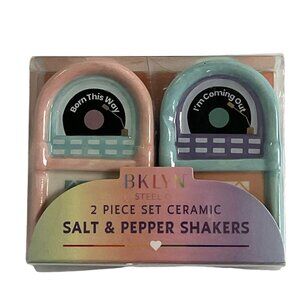 Bklyn‎ Steel Ceramic Salt & Pepper Shakers Jukebox Pink & Blue Retro 50s Style